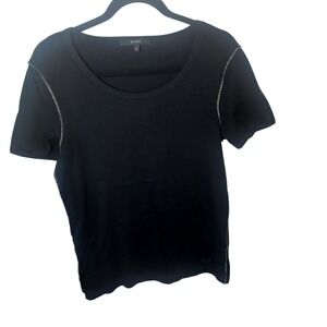 Authentic Vintage Gucci women Tom Ford Era black scoop neck top Stitch, Size L